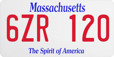 MA license plate 6ZR120