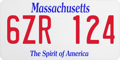 MA license plate 6ZR124