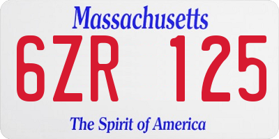 MA license plate 6ZR125