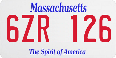 MA license plate 6ZR126