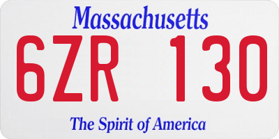 MA license plate 6ZR130