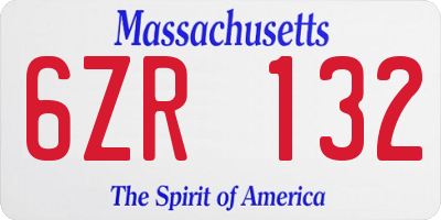 MA license plate 6ZR132
