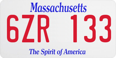 MA license plate 6ZR133