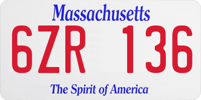 MA license plate 6ZR136
