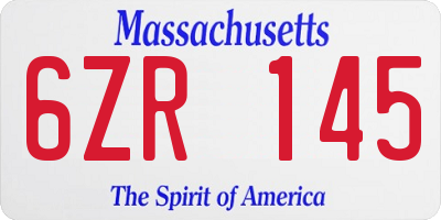 MA license plate 6ZR145