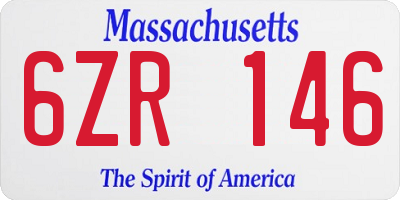 MA license plate 6ZR146