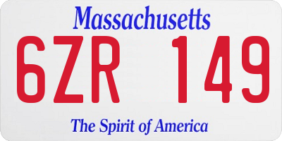 MA license plate 6ZR149