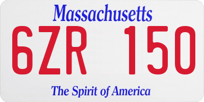 MA license plate 6ZR150