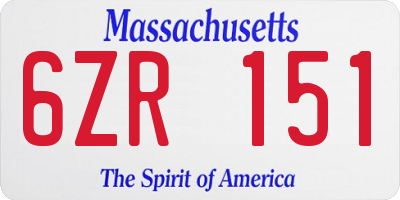 MA license plate 6ZR151