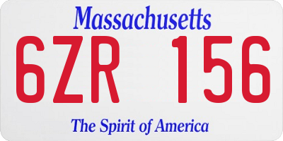 MA license plate 6ZR156
