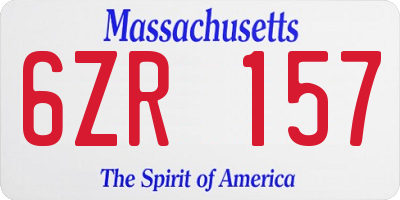 MA license plate 6ZR157