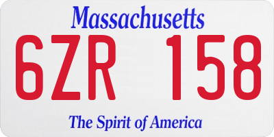 MA license plate 6ZR158