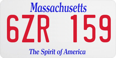 MA license plate 6ZR159