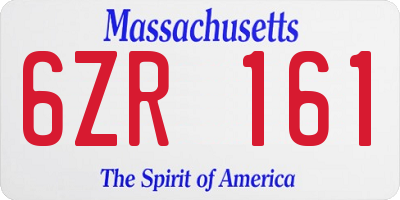 MA license plate 6ZR161