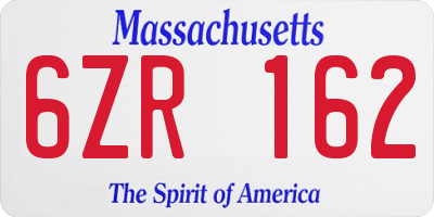MA license plate 6ZR162