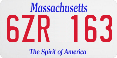 MA license plate 6ZR163
