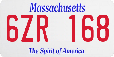 MA license plate 6ZR168