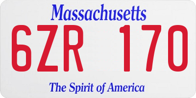MA license plate 6ZR170