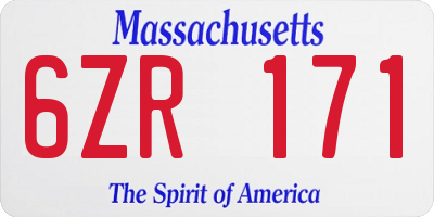 MA license plate 6ZR171