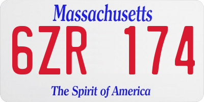 MA license plate 6ZR174