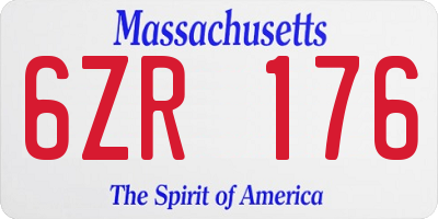 MA license plate 6ZR176