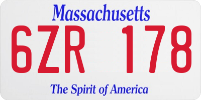 MA license plate 6ZR178