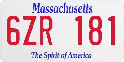 MA license plate 6ZR181