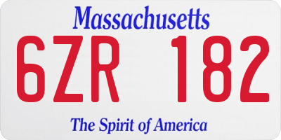 MA license plate 6ZR182