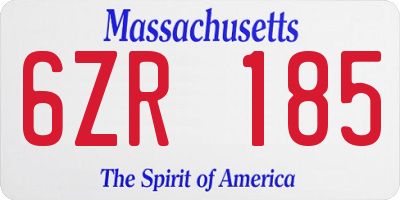 MA license plate 6ZR185