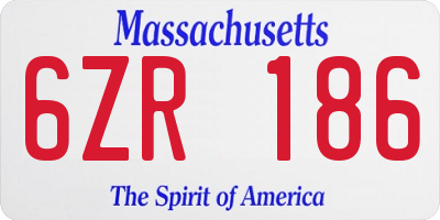 MA license plate 6ZR186