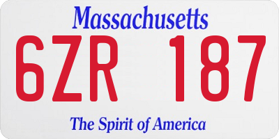 MA license plate 6ZR187