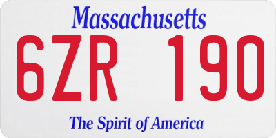MA license plate 6ZR190