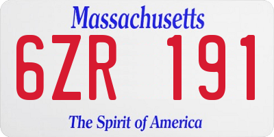 MA license plate 6ZR191