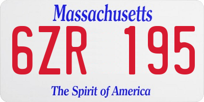 MA license plate 6ZR195