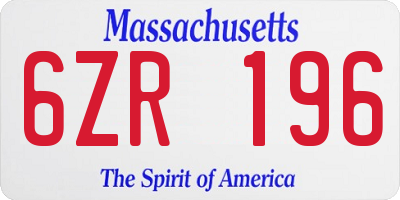 MA license plate 6ZR196