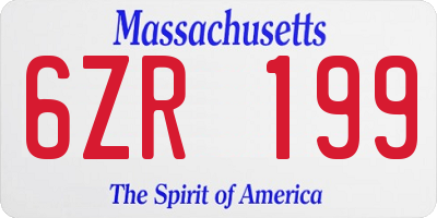 MA license plate 6ZR199