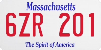 MA license plate 6ZR201