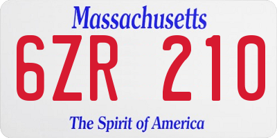 MA license plate 6ZR210