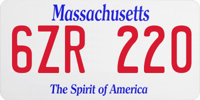 MA license plate 6ZR220
