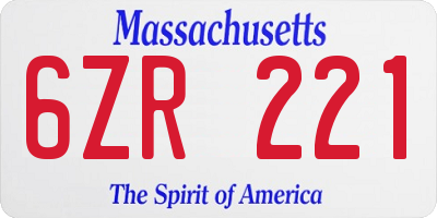 MA license plate 6ZR221