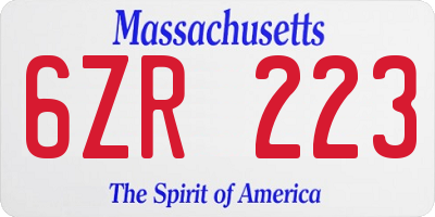 MA license plate 6ZR223