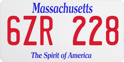 MA license plate 6ZR228