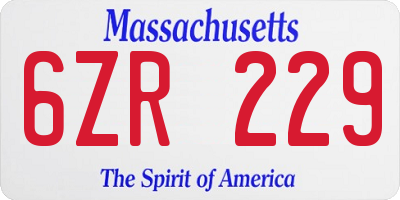 MA license plate 6ZR229