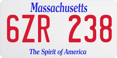 MA license plate 6ZR238
