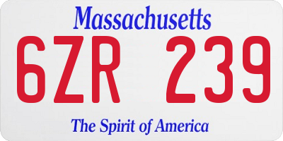 MA license plate 6ZR239