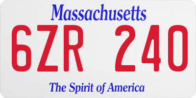 MA license plate 6ZR240