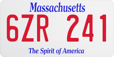 MA license plate 6ZR241