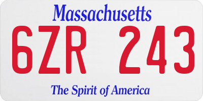 MA license plate 6ZR243