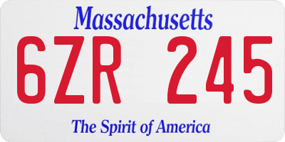 MA license plate 6ZR245