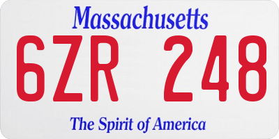 MA license plate 6ZR248